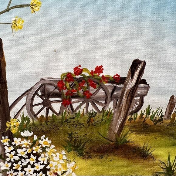 Spring Summer Season Art Painting Hillside Hobbiest piece Country Side framed - Picture 4 of 8